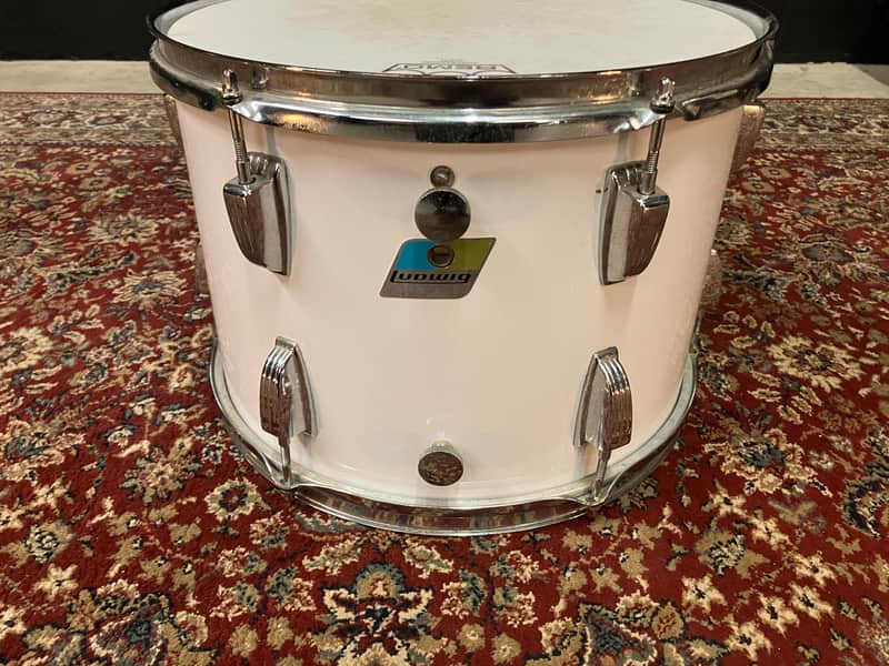 Vintage Ludwig 14x10 Rack Tom White Cortex Blue/Olive Badge USA Late 70s/Early 80s image 1