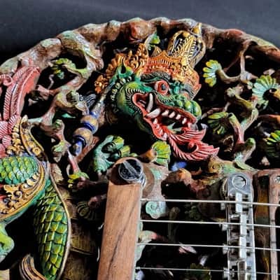 Electric Guitar Handmade by Blueberry, Dragon Motif,  Electric,6 String wood, Floral Guitar,Custom Handcrafted Wooden Guitar, Pretty Guitar, Unusual Guitar image 7
