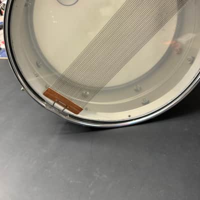 Ludwig No. 404 Acrolite 5x14" 8-Lug Aluminum Snare Drum with Pointed Blue/Olive Badge 1969 - 1979 - Matte Aluminum image 6