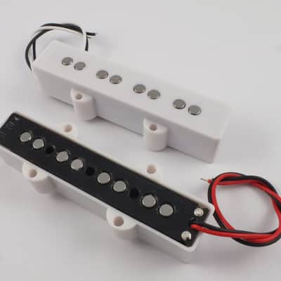 Jazz Bass Pickup Set Alnico V Neck & Bridge White Covers + screws & springs image 3
