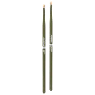 Promark Rebound 5A Painted Acorn Wood Tip Drumsticks - Green image 2