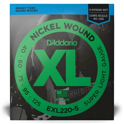 D'Addario EXL220-5 Nickel Wound Super Light Long Scale 5-String Bass Strings (40-125) image 3