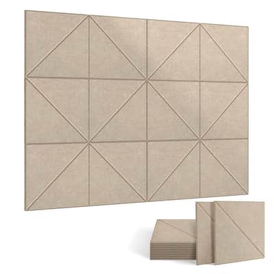 12 Pack Acoustic Panels, 12 X 12 Inches Diagonal Slot Sound Proof Panels, Acoustic Treatment Panels For Home Studio. (Light Tan) image 1