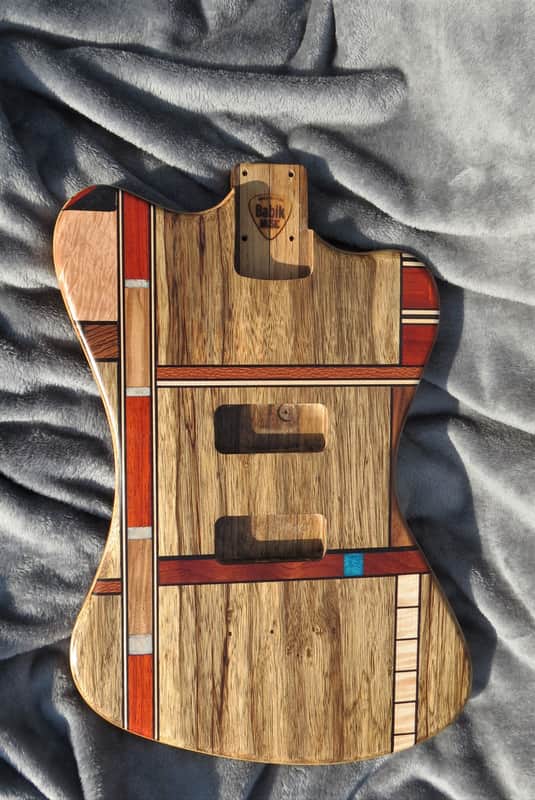 Babik Custom Thunderbird/Fenderbird style body, Art Deco, Black Limba, Handmade image 1