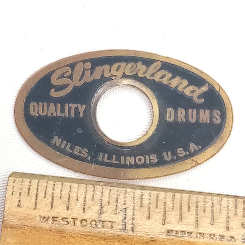 Slingerland Niles Black/Brass Pre-Serial 1961-2 Badge Snare/Bass Drum Sound King image 1