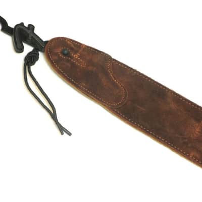 FENDER Suede Leather BROWN guitar STRAP - 2.5" wide - blem image 11