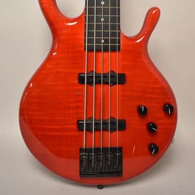 1990 Pedulla MVP-5 Bass Fretless Conversion 5-String Red w/HSC image 3