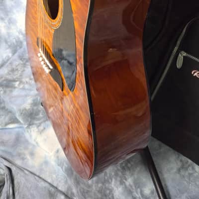 2002 Oscar Schmidt by Washburn OG2QHS Foto Flame Quilted Top Dreadnought Acoustic Guitar New Strings Pro Setup Roadrunner Gigbag image 6