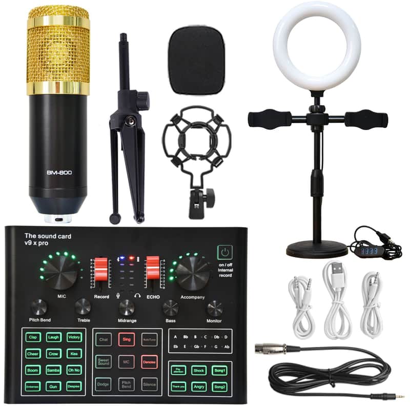 V8s Sound Card Suit Mobile Phone Sound Card Microphone Microphone Bracket Fill Light Sound Card Full Set Of Equipment image 1