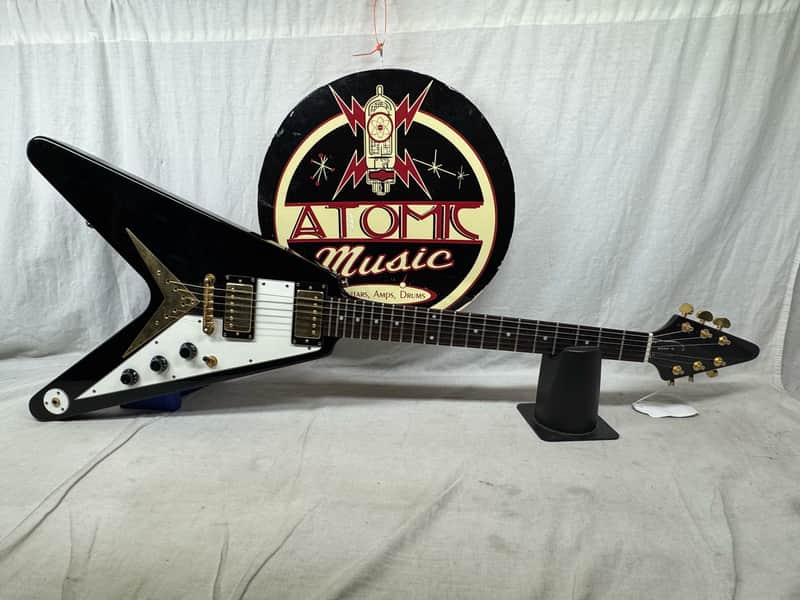 Epiphone '58 1958 Korina Flying V Guitar 2004 - Black image 1