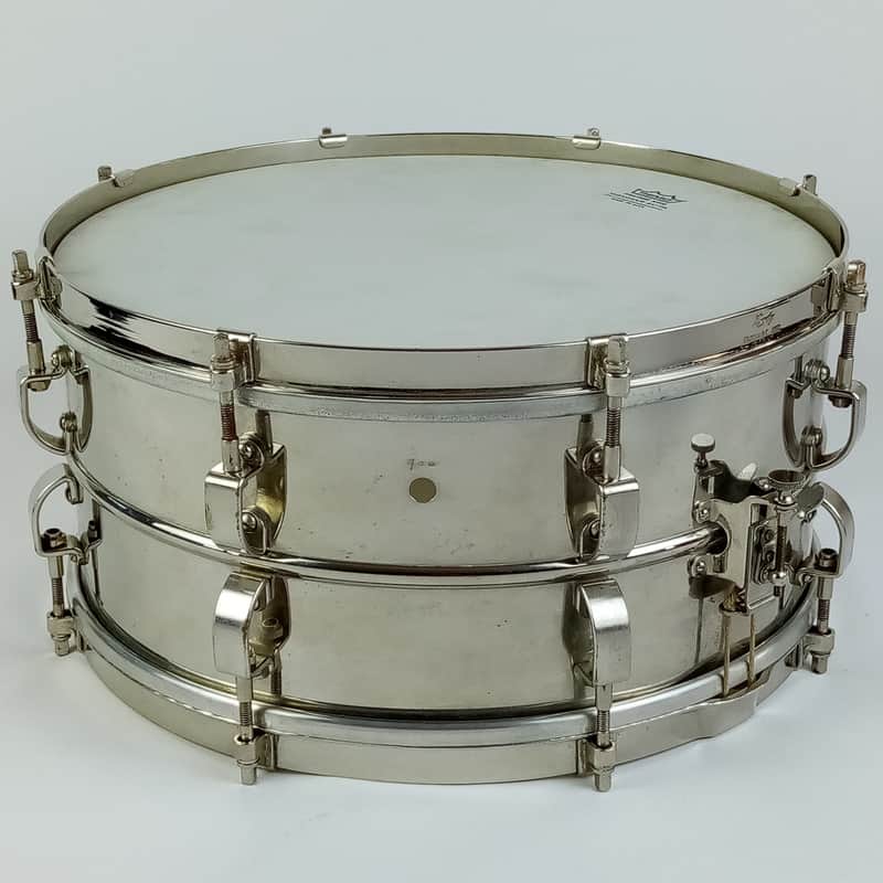 Leedy 6.5x14"Commander Snare Drum 8-Lug Vintage NOB Nickel-Brass Vintage 40s WW2 image 1