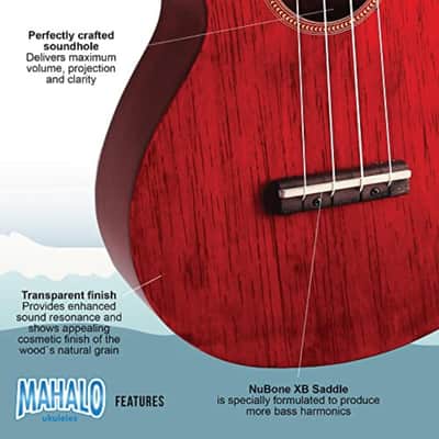 Mahalo, 4-String Ukulele, Transparent Wine Red, Concert (MH2TWR) image 3