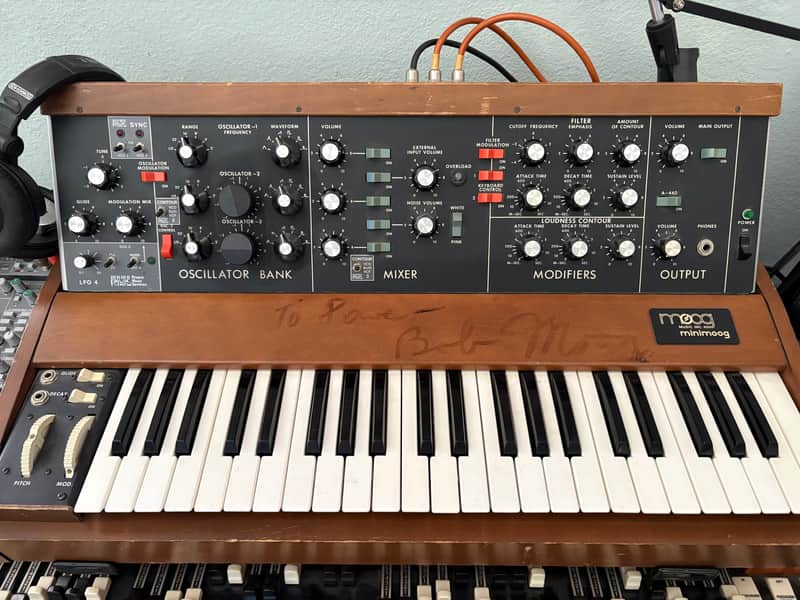 Rare Bob Moog autographed Moog MiniMoog Model D 1980 image 1