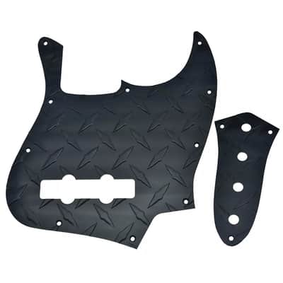 Jazz Bass Diamond Plate Metal Pickguard and Control Plate - Black image 1