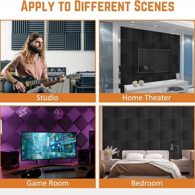 12 Pack Acoustic Foam Panels 1" x 12" x 12" – Sound Absorbing Wedge Panels for Studio Recording, Home Studio, Office & Wall Noise Reduction image 6