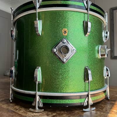 Exc 60’s Green Sparkle Ludwig No. 920 Classic 14x20" Bass Drum with Keystone Badge image 9