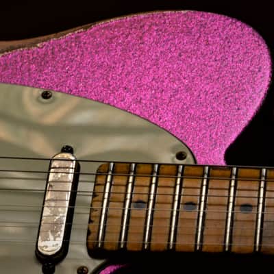 American Fender Custom Telecaster 2017 Magenta Sparkle Heavy Relic Lindy Fralins image 6