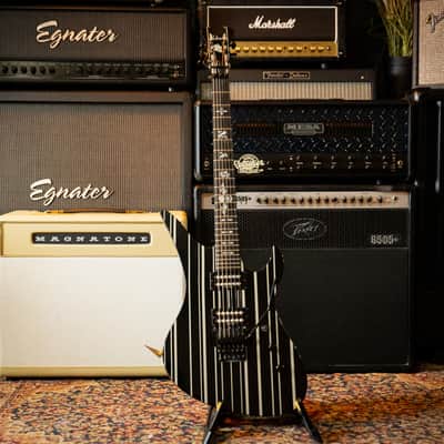 Schecter Synyster Gates Signature Synyster Custom with Seymour Duncan Pickups 2007 - 2015 - Black with Silver Pinstripes image 3