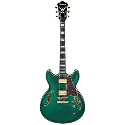 Ibanez AS93FM AS Series Artcore Expressionist Semi-Hollow Electric Guitar - Transparent Moss Green image 2
