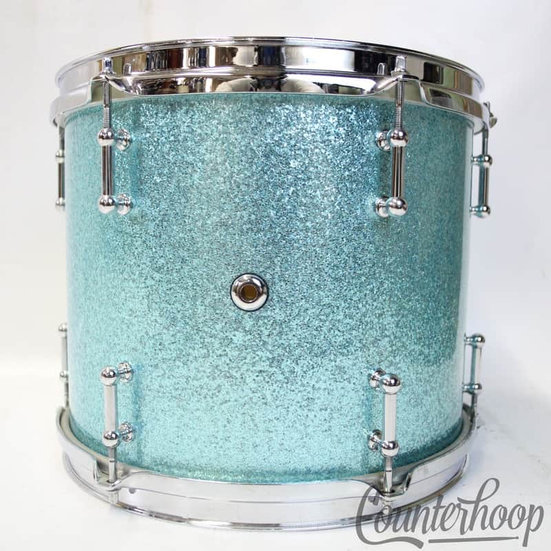 Pearl Custom 12x10"Turquoise Sparkle Tom Drum Tube Lugs Optimount Mahogany Shell image 1