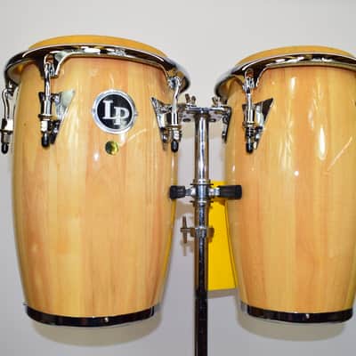 LP Junior Wood Congas with Chrome Hardware and Stand, Natural image 4