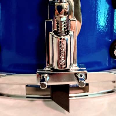 MARTIAL PERCUSSION (SEE VIDEO SAMPLE)CUSTOM HANDCRAFTED UTILITY SNARE DRUM 2024 - BLUE ON BLACK (ORANGE PEEL EXTERIOR LACQUER) image 6