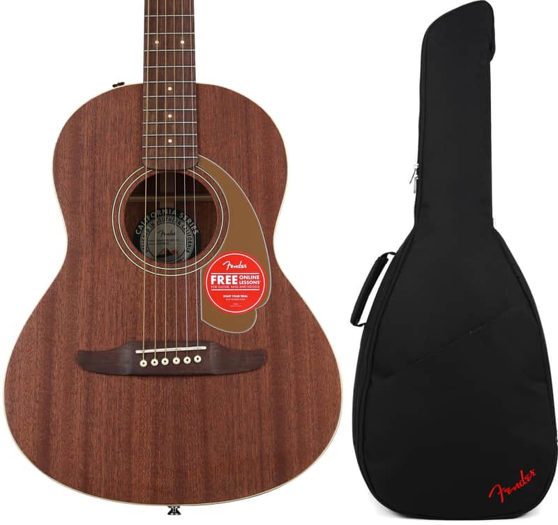 Fender Sonoran Mini Acoustic Guitar - All Mahogany  Bundle with Fender FAS405 Small Body Acoustic Gig Bag - Black image 1
