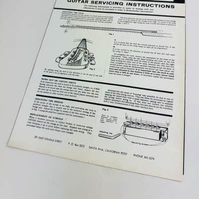 Rickenbacker Guitar Servicing Instructions Sheet circa 1969
