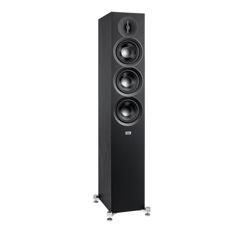 ELAC Debut 3.0 DF53-BK Floorstanding Speaker, Black Ash (Each) - 1” Aluminum Dome Tweeter, 5.25” Aramid Fiber Midrange & Dual 5.25” Aramid Fiber Woofers - 3-Way Bass Reflex - 38Hz to 38KHz Response image 1