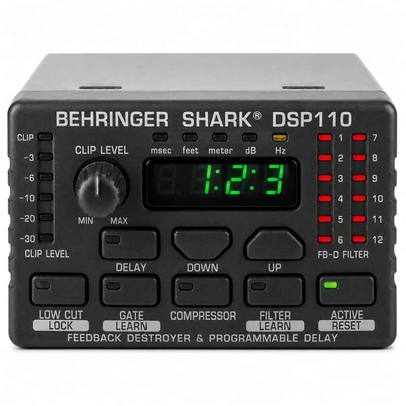 Behringer DSP110 Shark Feedback Destroyer (Discontinued) NOT FUNCTIONING – For Parts or Repair image 1