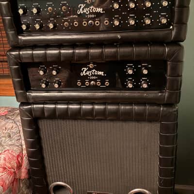 Kustom K200’s (2) piggyback on 2 x15 Cab Late 60’s- Early 70’s - Black Tuck n Roll image 3