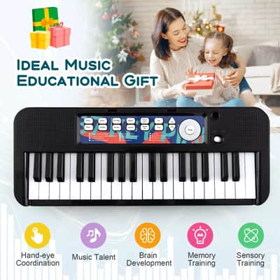 37-Key Kids Piano Keyboard with Microphone and Comfortable Stool | Fun Learning Tool for Children Ages 3+ (Black) image 4
