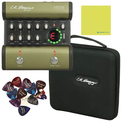 LR Baggs Venue DI Acoustic Guitar Effect Pedal Bundle w/ 12x Picks and Liquid Audio Polishing Cloth image 1