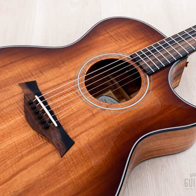 2022 Taylor Custom Grand Auditorium Acoustic Electric Guitar Flame Koa w/ Florentine Cutaway, Short Scale image 6