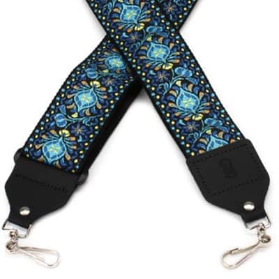 Levy's M10HT 2-inch Jacquard Weave Banjo Strap - Blue and Yellow Floral image 2