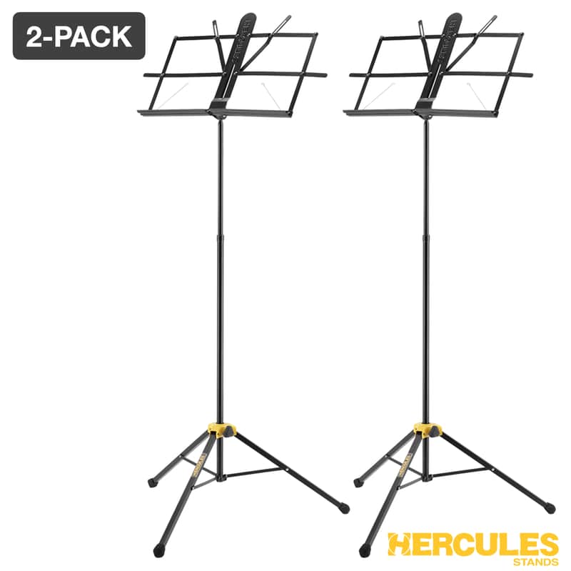 2-PACK Hercules BS100B 2-SECTION MUSIC STAND, Compact Folding, Lightweight image 1