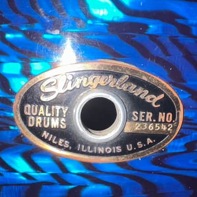 Slingerland Blue Agate Hollywood Ace Snare Drum with Zoomatic Strainer 1969 - Blue Agate image 5