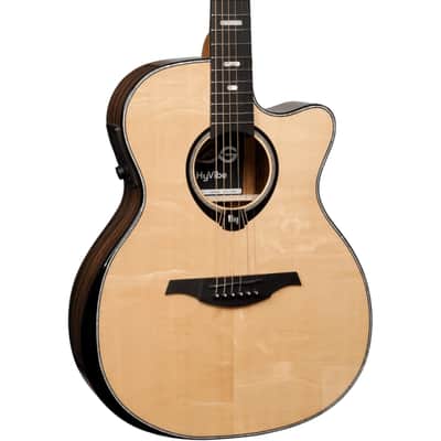 Lag HV50-N-ACE HyVibe 50 Auditorium Bevel Cutaway Solid Spruce Top Khaya Neck Nylon 6-String Acoustic-Electric Guitar w/Gig Bag image 4