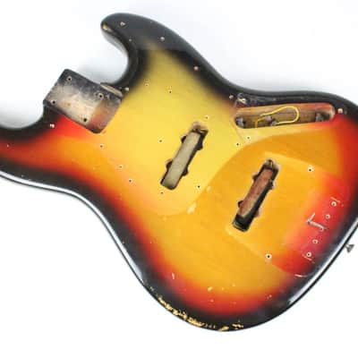1969 Vintage Fender Jazz Bass Alder 4-Bolt Sunburst BODY ~Original Finish~ 1960s USA Early-CBS image 9