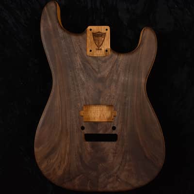 Strat Style Body - 1 Piece Mahogany with 2 Piece Walnut Top - Weight: 4 lbs 7 oz - EASY REACH NECK CARVE - 2-3/16" Heel Width image 1