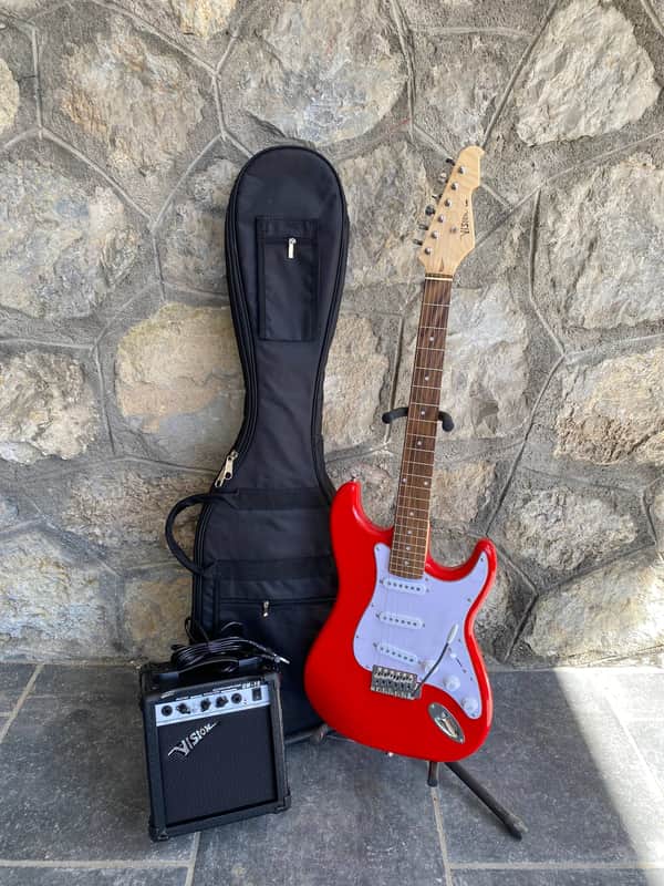 Vision Stratocaster ST5 Electric Guitar Starter Kit - Red - NEW image 1
