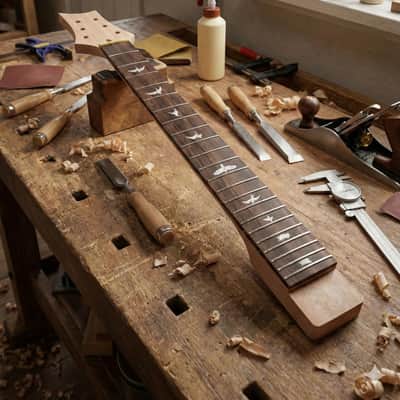 Mahogany Guitar Neck with Rosewood Fingerboard and Bird Inlays, 24 Frets image 3
