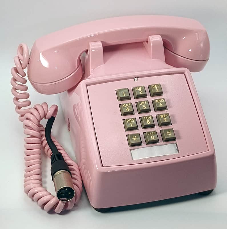 Custom Lo-Fi Telephone Microphone - Stromberg Carlson G 1 1970's Handset - Pink w/ Model 2500 Base image 1