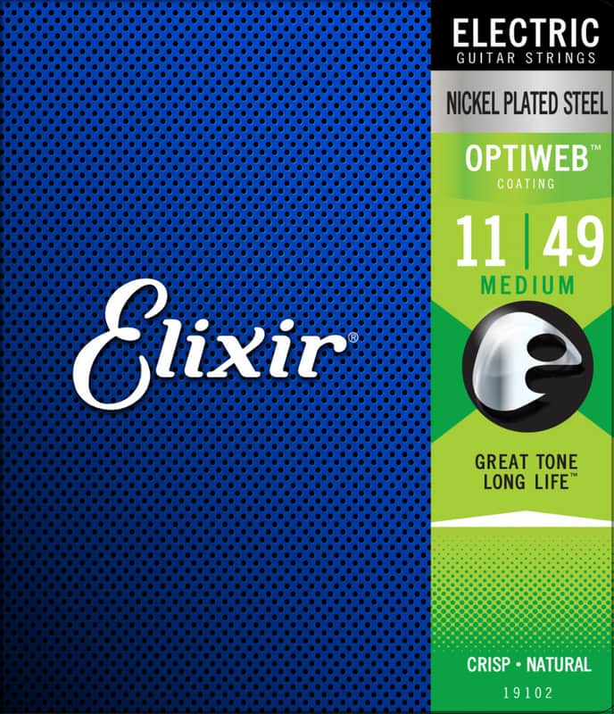 Elixir 19102 Optiweb Nickel Medium Electric Guitar Strings (11-49) image 1
