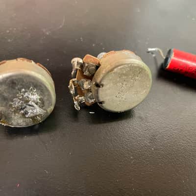 Stackpole Vintage 1956 set of 2 250K Solid shaft pots Cap Pre CBS 1957 1950's Telecaster Duo sonic Musicmaster Potentiometers image 7