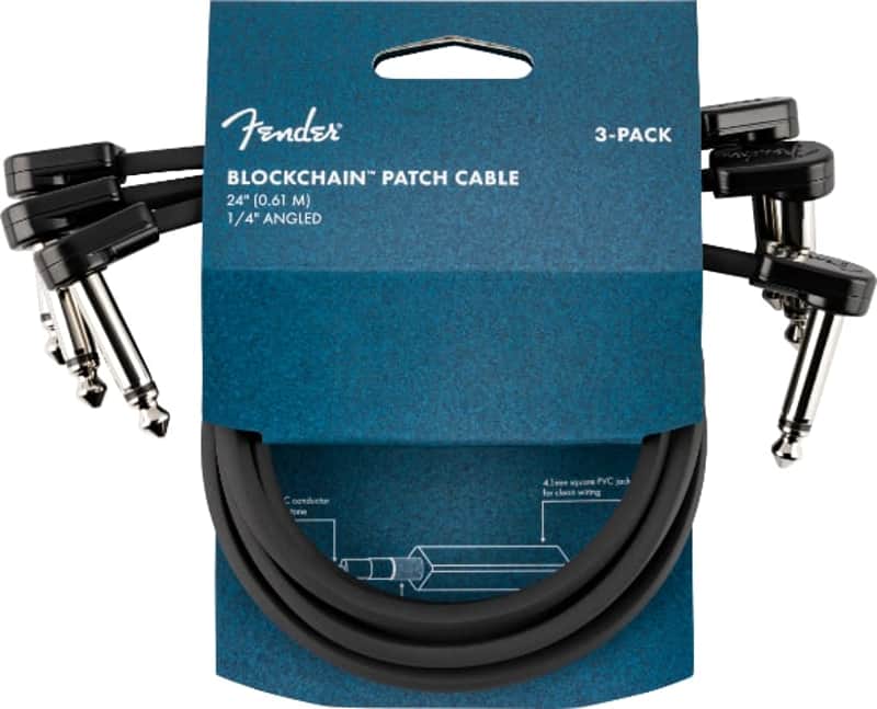 Fender Blockchain 24" Pedal Patch Cables, 3-pack, Angle/Angle image 1