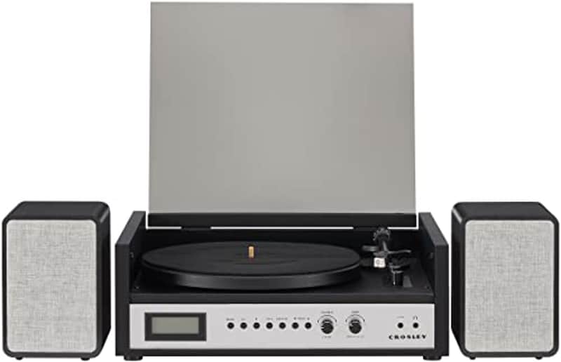 Crosley CR7017B-BS Bluetooth Turntable with Speakers, Black & Silver (Open Box) image 1
