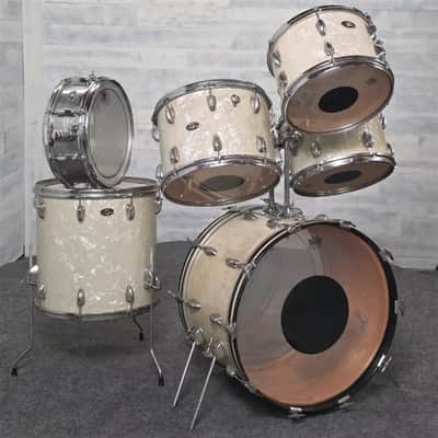 Used Vintage Slingerland Avante 60n 6pc Drum Set White Marine Pearl w/COB Snare - Good image 2