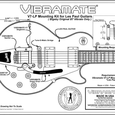 Vibramate V7-LP-G Mounting Kit for Bigsby B7 Carved Top Les Paul Guitars - Gold image 3