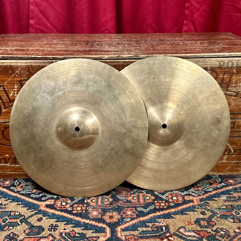 13" Zildjian A 1940s-50s Trans Stamp / 2nd Stamp Hi-Hat Cymbal Pair 446g/538g *Video Demo* image 1